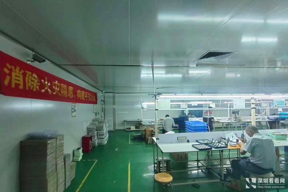 真实资源龙岗爱联三楼1200平方米精装修厂房出租有无尘车间